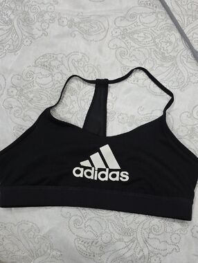 adidas Black and White Logo Sports Bra